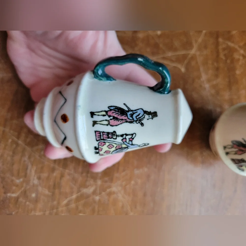Vintage Salt & Pepper Shakers Crackled Glaze